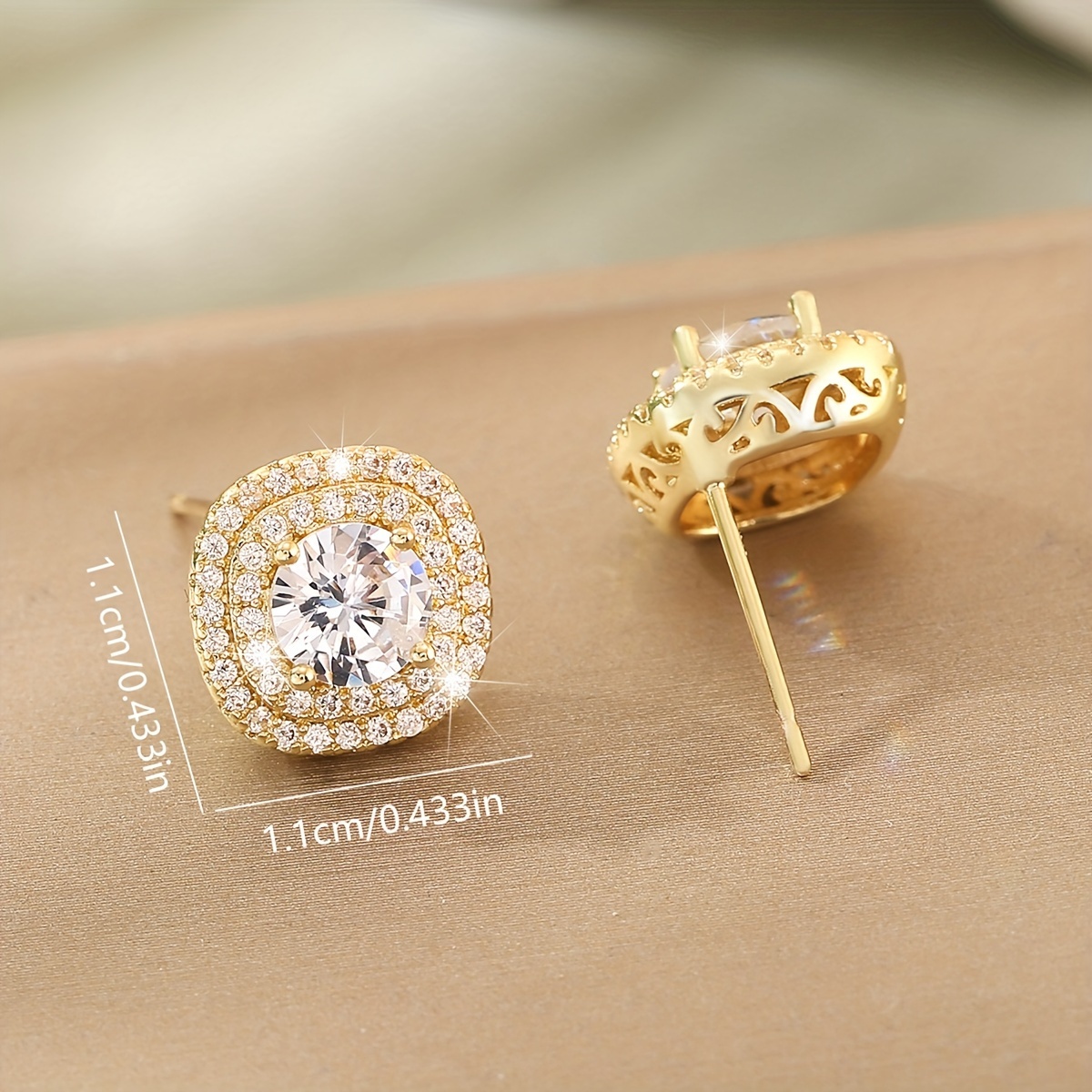 Square Copper Zircon Earrings For Wedding Parties Dating